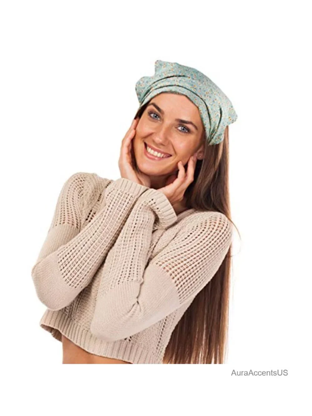 6 Pcs Floral Bandanas Headband with Clips, Boho Hair Scarf, Chiffon
